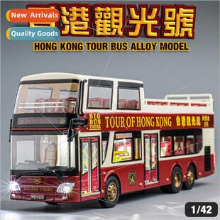 HK sightseeing bus alloy model car double-decker tourist bus