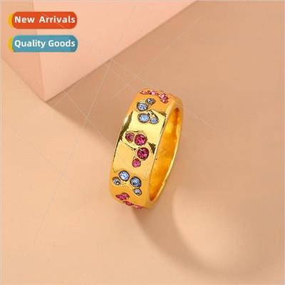 Europe ring Butterfly finger ring mixed color inlaid rhinest