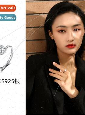 Ring female S925 silver flower claw inlay finger ring ins ni