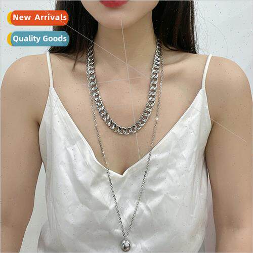 Metal Chain Multi Row Stacking Necklace Europe ins Cuban Cha
