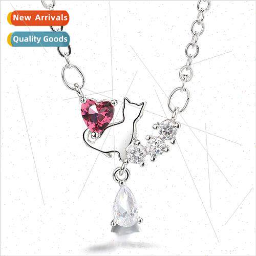 Water drop pendant love necklace female Korea soft girl stud