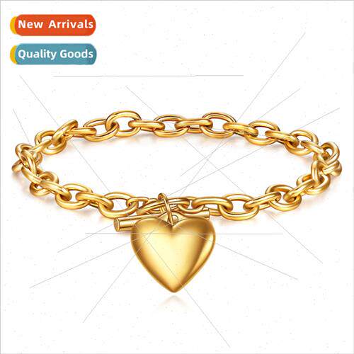Europe INS fashion simple 304 tanium steel peach heart love