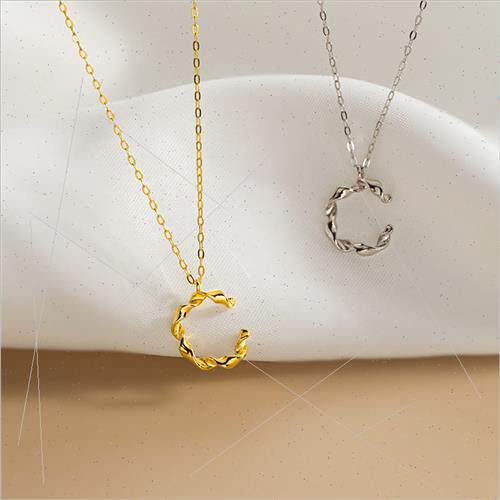 925 lver C-Shaped Letter Necklace Women silver Necklace Wome
