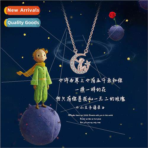 S925 lver ttle Prince Necklace Women che Moon Pendant