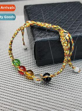 mple five-color wire braided crystal glass bracelet couple c