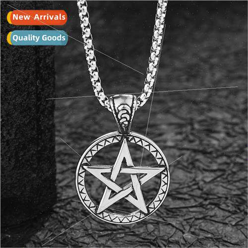 Hipster hiphop necklace Europe bungee round pentagram pendan