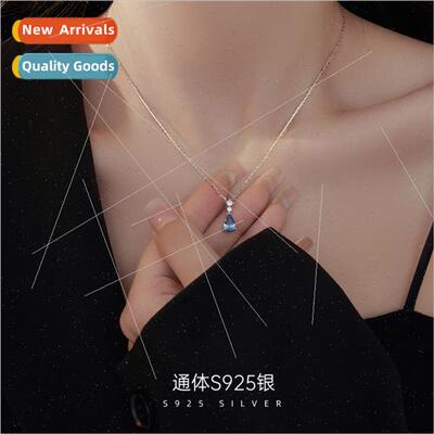 S925 silver simple teardrop necklace women drop pendant nich