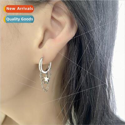Double-layer tassel star earrings earrings buckle long earri