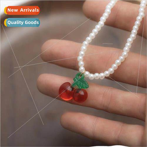 Summer Gentle Pearl Cherry Necklace Female che Neck Chain Sw