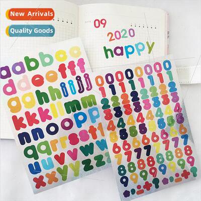 ins girl heart color laser digal date English letters sticke