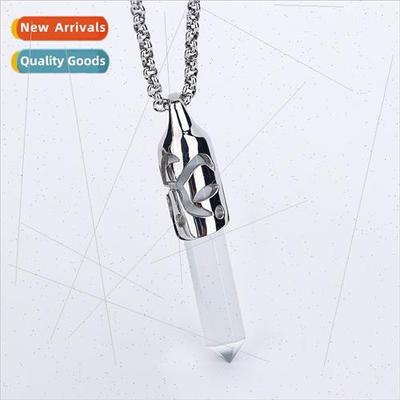 Vintage decorative Stainless cat eye stone long necklace col