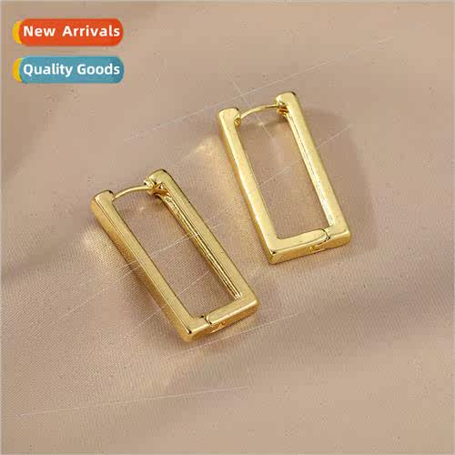 Geometric Rectangle Geometric Earrings Hollowed Out Metal Re