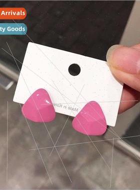 Raspberry Pink Whening French Baking Triangle Earrings Exqui