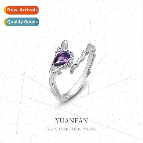925 silver Water Drop Zirconia Ring Women che Cold Wind Open