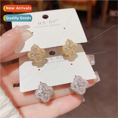 Koreasweet fashion cute four-leaf flower double-sided earrin
