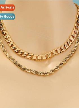 Fashion mple Multi-Layer Thick Chain Stacking Necklace Europ