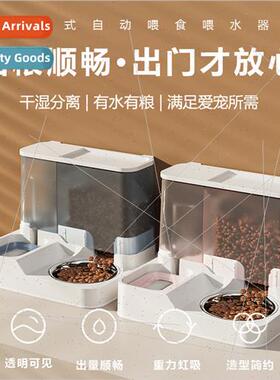 Cat Double Bowl Automatic Drinking Feeder All-in-One Dog Cat