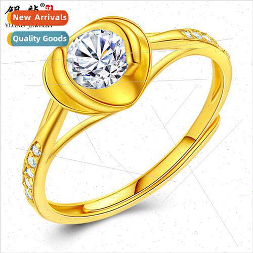 Gold ring women heart-shaped index finger 999 gold new weddi