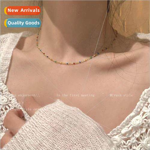 tide drip oil color beans rice beads necklace female Korea n