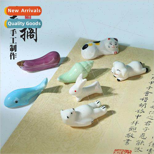 Creative ceramic pen holder cute ltle animal spir cat vegeta