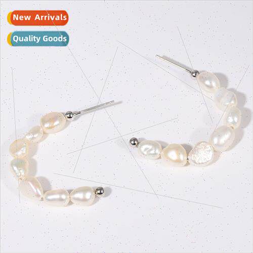 Natural silver pin earrings适用women c-ring Europe ins earri