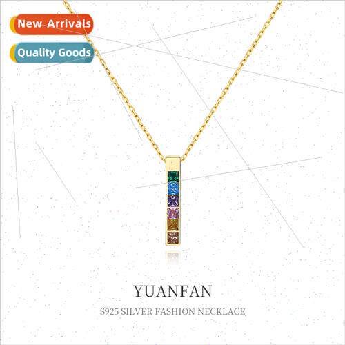 925 silver Zirconia Rainbow Necklace Women Europe che Collar