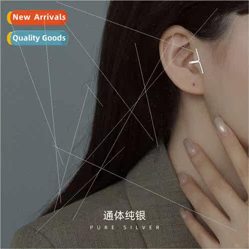 S925 silver Nordic simple ear clips men women lines delicate