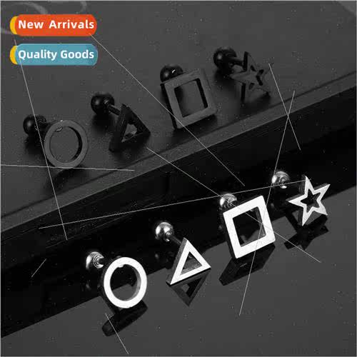 Fashion simple popular stainless steel geometric wire cut ea