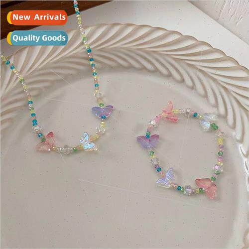Summer sweet colorful butterfly necklace female Korea ins si