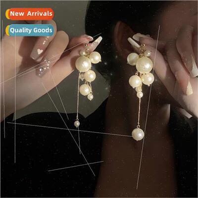 Romanticism vacation pearl tassel earrings 2023 new niche pr