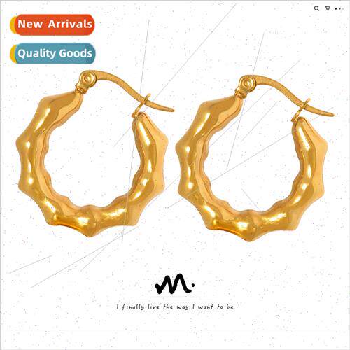 Europe new retro creative C-shaped earrings tanium steel gol