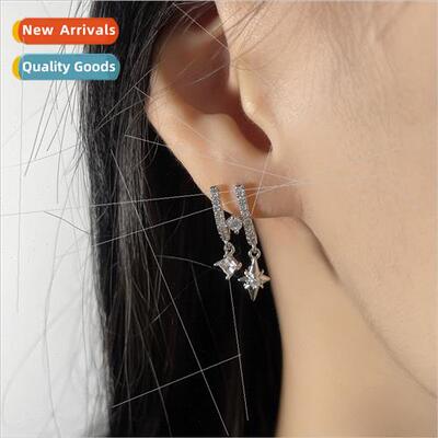 H-shaped zirconia quadruple asterisk earrings package earlob