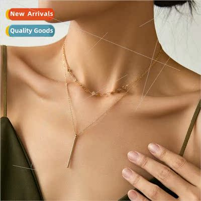 Europe Hundred Beach Y Zigzag Necklace Women Collarbone Chai