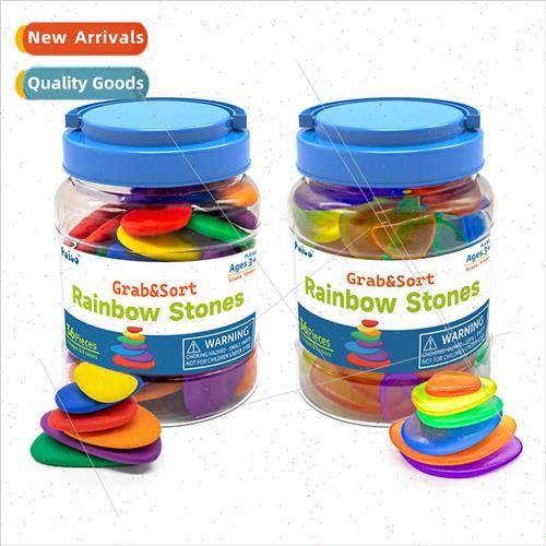Pago Jar Early Learning Teaching Aids Colorful Pebbles Trans