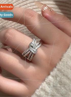 Full diamonds metal curve knot opening adjustable index fing