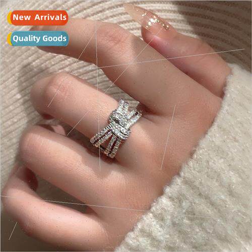 Full diamonds metal curve knot opening adjustable index fing