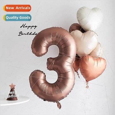 Vintage 40 inch coffee color number balloon caramel baby bir