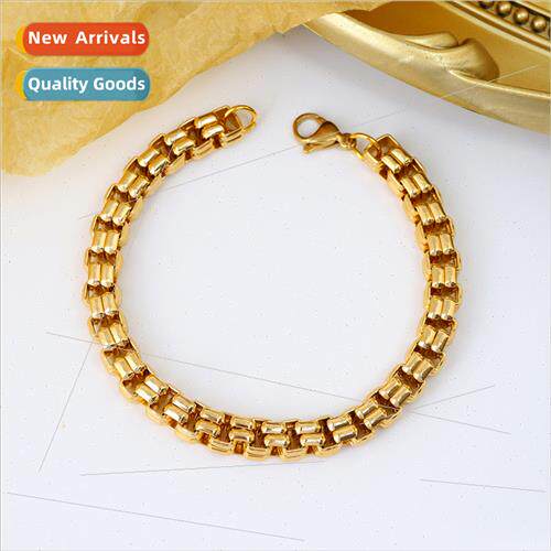 2023 Europe New Gold Square Back Chain Bracelet Men Hip Hop