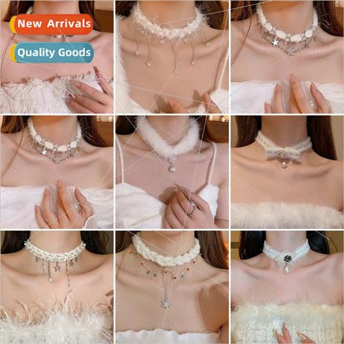 Autumn winter plush choker whe fur collar female niche neckl