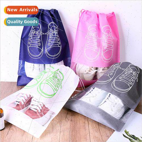 Nonwoven Shoe Storage Drawstring Bag Window Slipper Drawstri