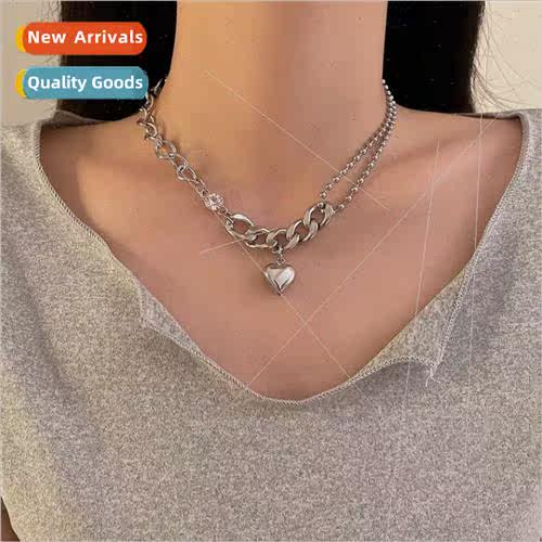 No color loss heart patchwork necklace female ins cold wind