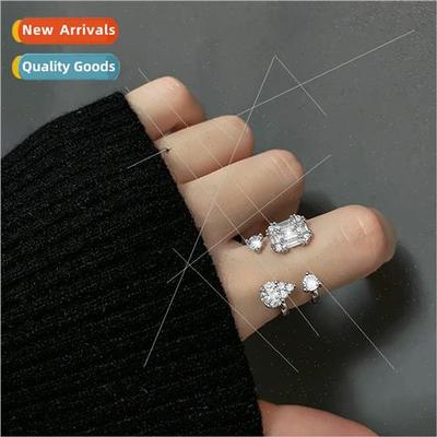 Square Diamond Teardrop Open End Ring Full Diamond Double Kn