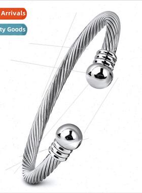 mple ins cable wire round bead bracelet openable adjustable