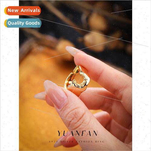 925 silver Broken Irregular Ring Women che French Vintage Op