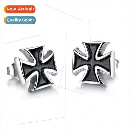 Europe Earrings Cross Tanium Stud Earrings