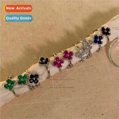 Mini earrings clover earrings flower earrings simple sweet c