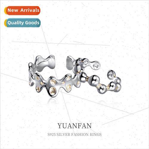 S925 silver color clashing cold couple ring ins irregular op