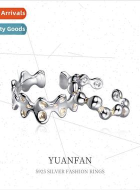 S925 silver color clashing cold couple ring ins irregular op