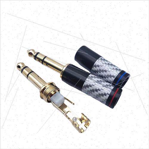 Carbon Fiber Gold Plated 6.35mm Plug 6.5 Mono Weld Head Mixe