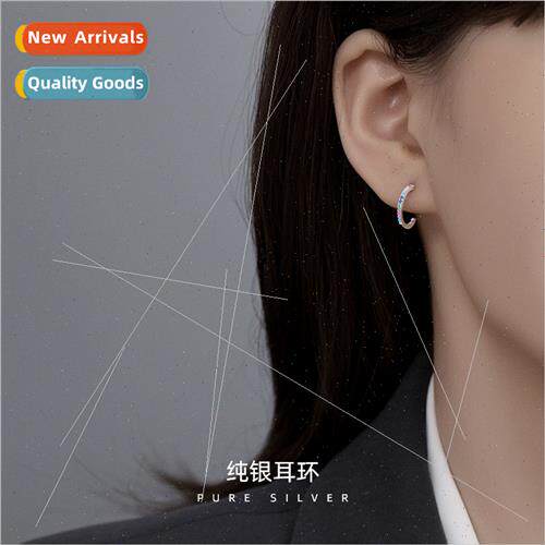S925 silver Europe minimalist colorful zirconia C-shaped ear